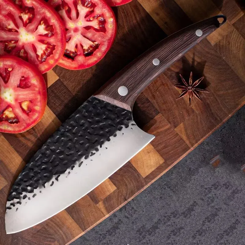 

Serbian Knife Handmade Forged Broad Butcher Knife Stainless Steel Kitchen Chef Fishing Meat Knife Fixed Outdoor Filleting