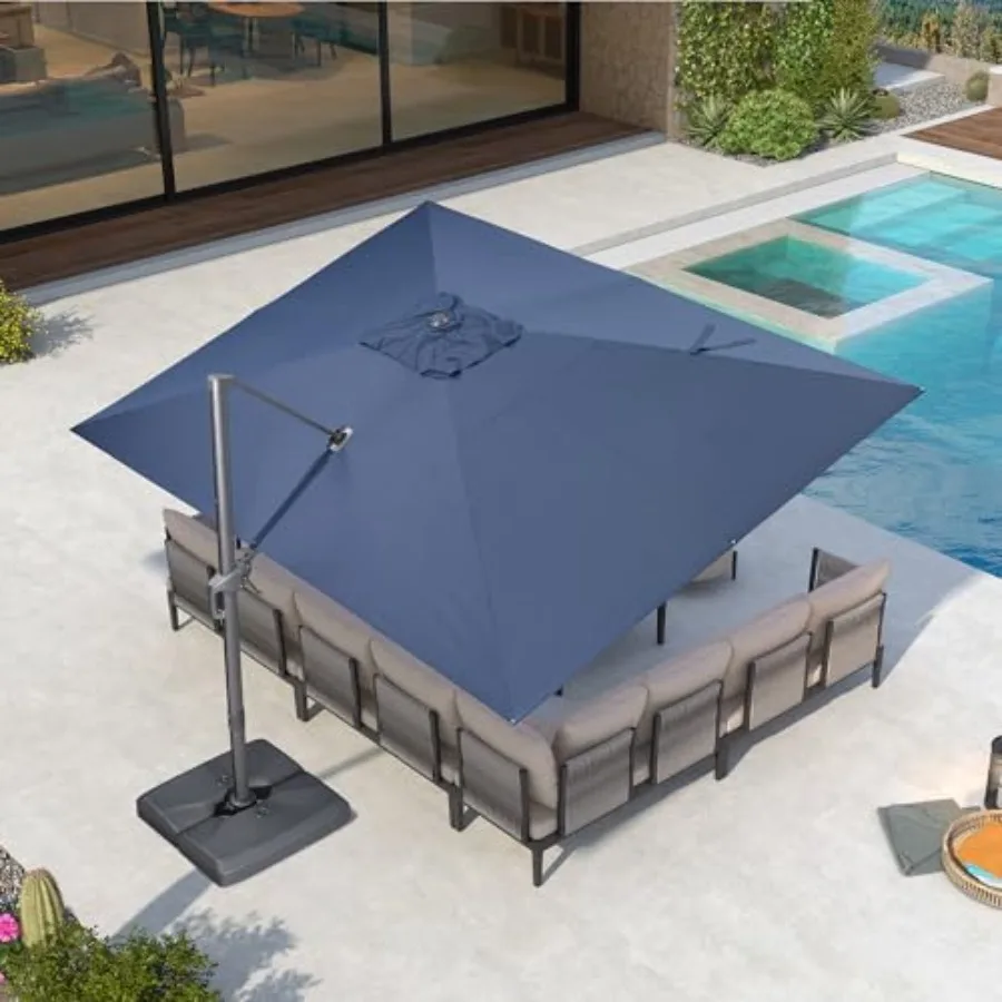 

Patio Umbrella 10' X 13' Rectangle Cantilever Umbrella Large Aluminum Outdoor Umbrellas with 360-degree Rotation & UPF40+ Fabric