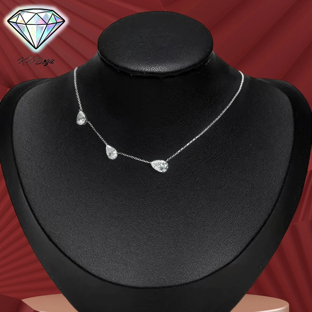 

Ожерелье с муассанитом в форме груши/капли воды, 9 карат, для женщин, цепочка с бриллиантами в восточно-западном стиле, подарок с сертификатом, серебро 925 пробы