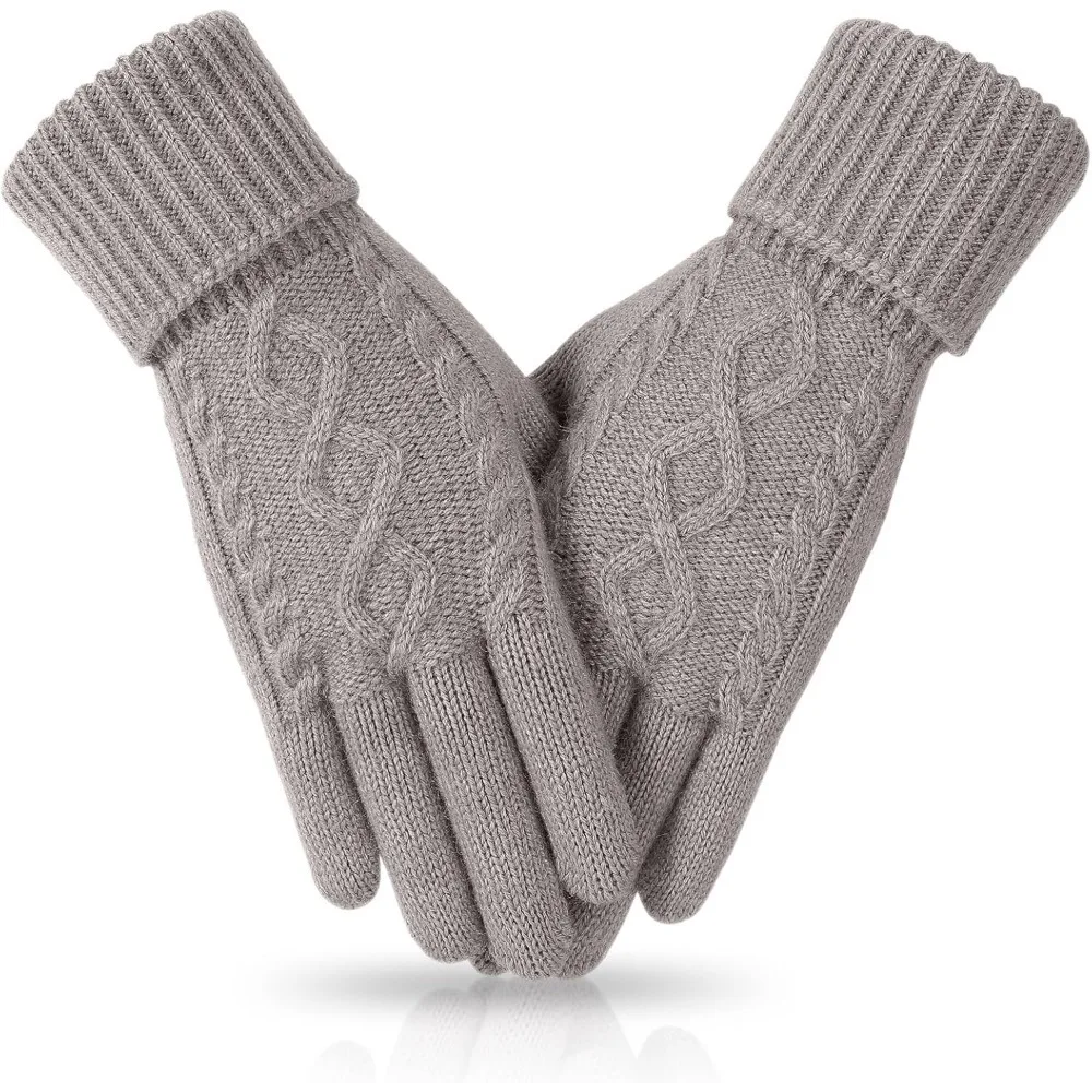 

Womens Winter Gloves - Gloves for Women Cold Weather, Warm Touch Screen Fleece Lined Glove, Elastic Cuff Knit Glove