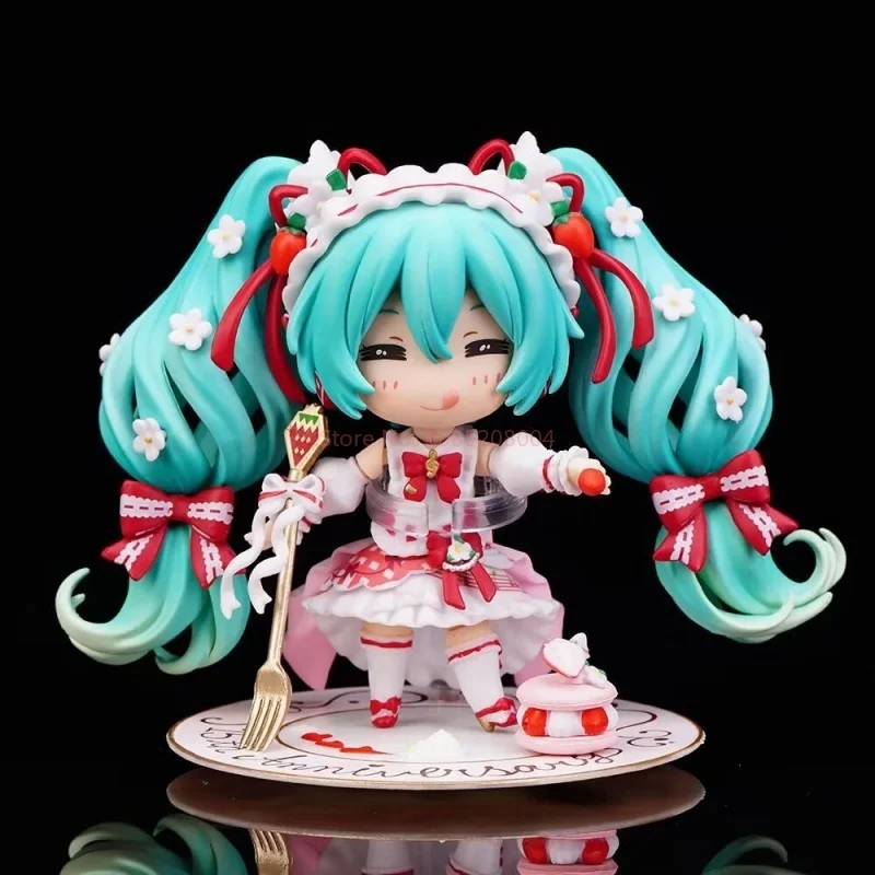 11Cm Hatsune Miku Anime Figuur 15e Verjaardag #1939 Ob11 Aardbei Cake Pvc Actiefiguur Pop Collectie Model Speelgoed Cadeau