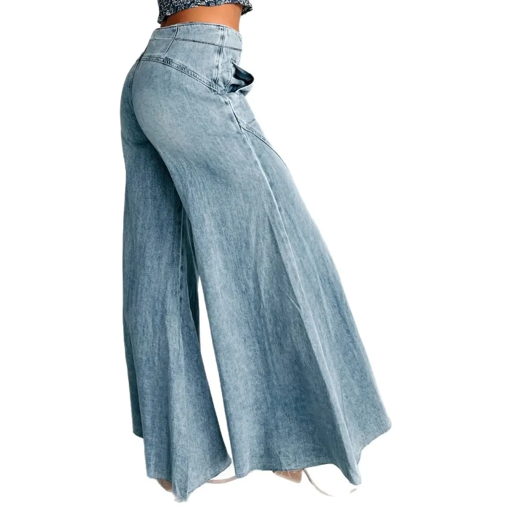 

Элегантные широкие джинсы больших размеров, женские свободные модные простые универсальные новые европейские и американские джинсы