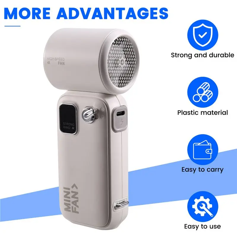 babz-ミニ-ハンドヘルド-ターボファン-3600mah、100段階の風量調整可能、usb充電式、屋外での移動や旅行に最適なポータブル高速ファン。