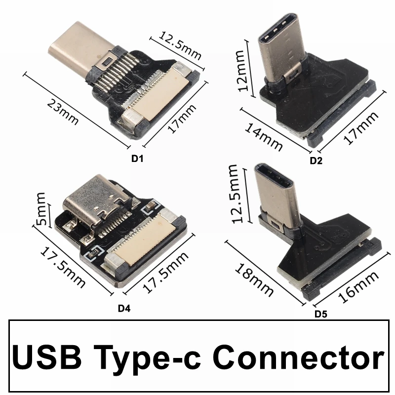 Flat Flexible Ultra Thin USB Type-C To Type C Ribbon Cable 90 Degree Up Down Left Right Angle Slim Soft FPV fpc Charge Data Cord