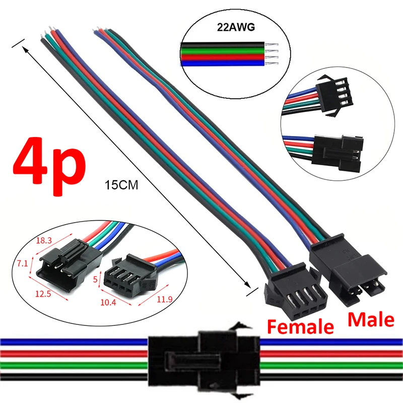 2p/3p/4p/5p/6p Led JST Connector SM Male/female Wire Connector Led Strip Plug For RGB RGBW LED Light Lamp Driver