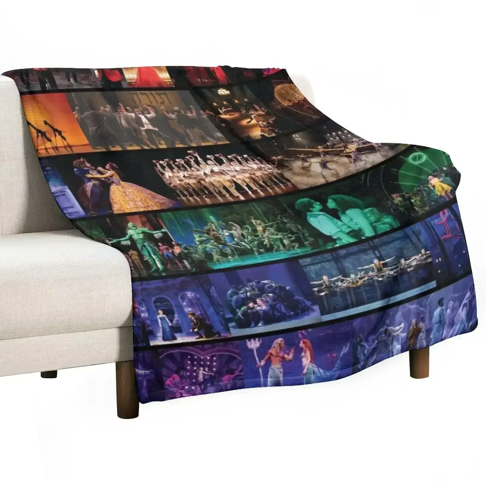 Rainbow Collage of Broadway Sows Throw Blanket Plush Fuzzy Cozy Blanket for Couch Sofa