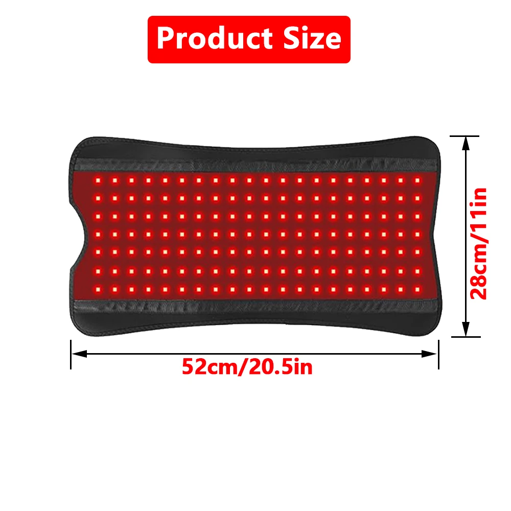 660nm&850nm Red Light Infrared Light for Waist Belt with Controller Body Fatigue Relief Heated Pad for Muscle Repair Speed Heal