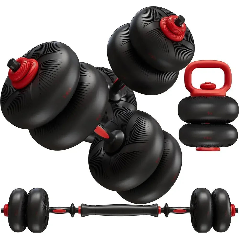 Adjustable Dumbbell Set with PVC Coating, 45-67lbs Re-Weight System for Home Gym, Multi-Functional as Bar, Dumbbells, Kettlebell