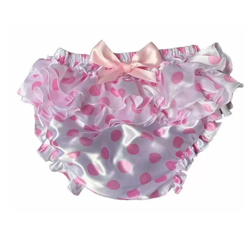 ABDL adulto bambino pieghettato pizzo Bowknot seta PVC mutande di plastica doppio strato morbido silenzioso a prova di perdite Sexy mutandine per