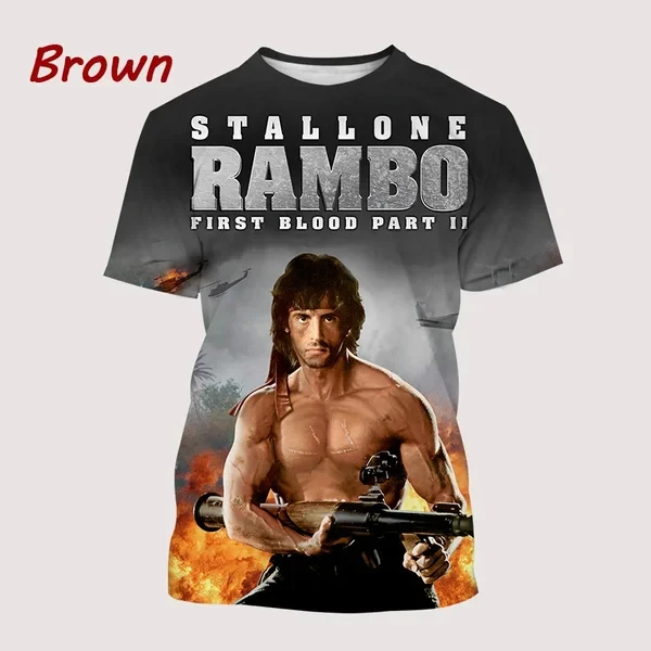 2024 New Fashion Pop Classic Movie Legend Sylvester Stallone Men\'s Short Sleeve 3D Printed Casual Crew Neck Top T-Shirt