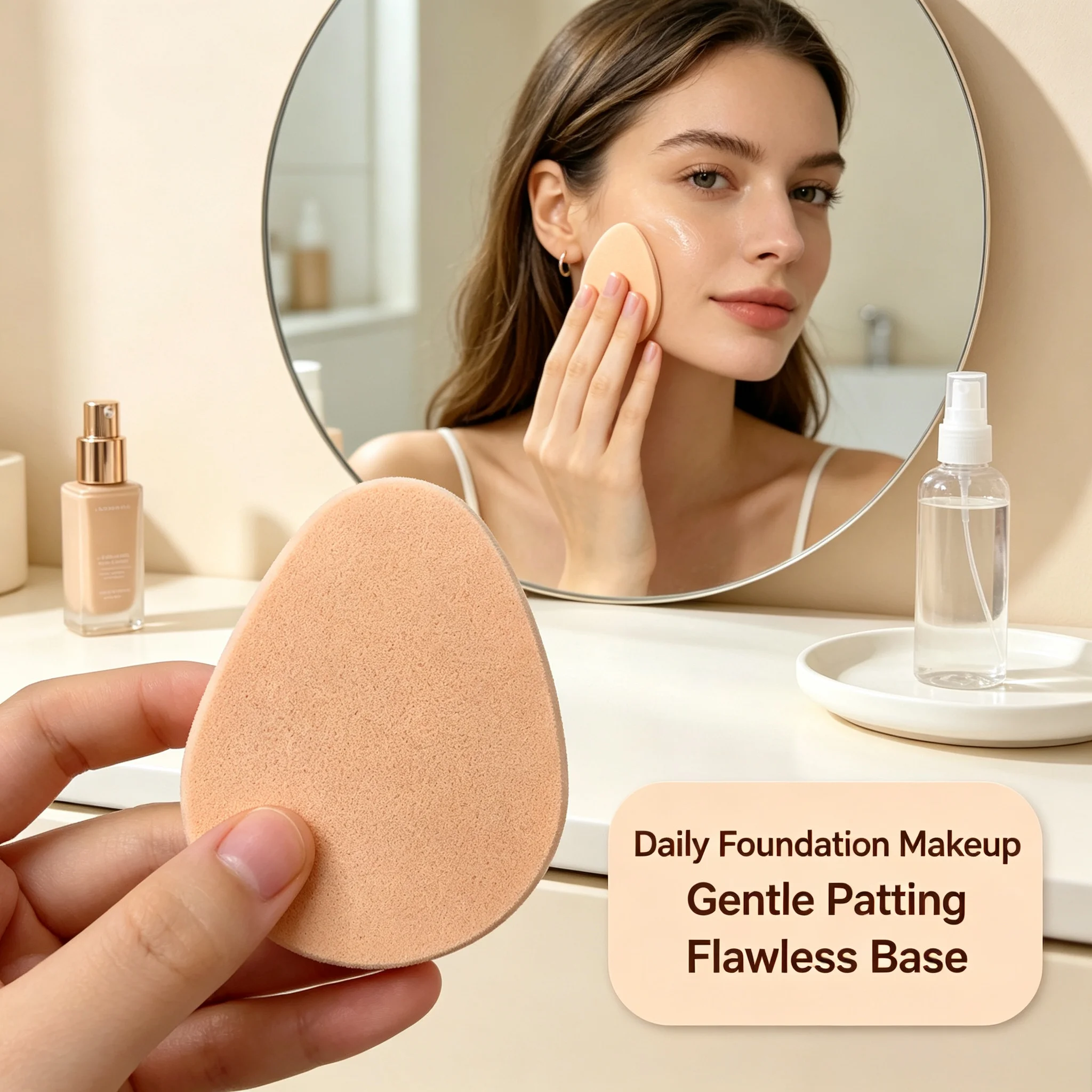 Water Drop Porous Beauty Blender: Soft and Skin-Friendly, Dual-Use for Wet and Dry Application, Ensures Even Foundation Coverage