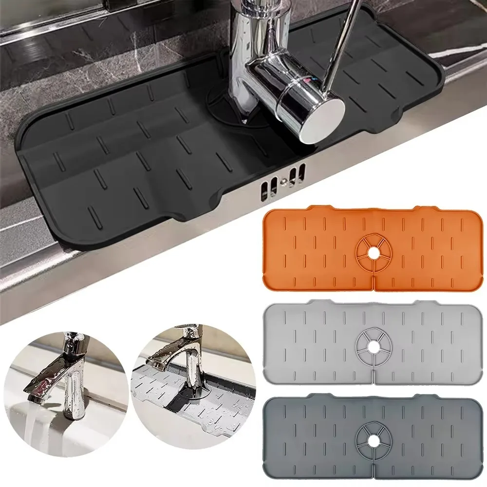 

New Foldable Faucet Drain Pad Splash-proof Kitchen Accessories Faucet Mat Silicone Countertop Protector