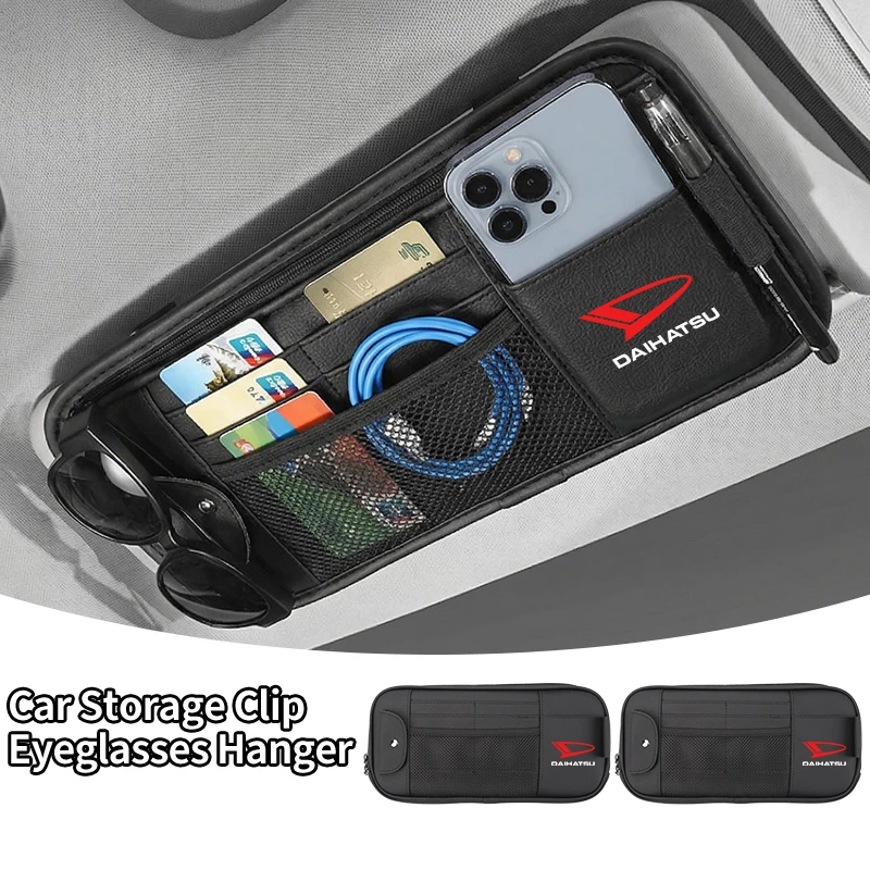 

Car Sun Visor Organizer Sunglasses Holder Card Clip Bag Accessories For Daihatsu Terios Sirion Mira Materia Rocky YRV Feroza Cha