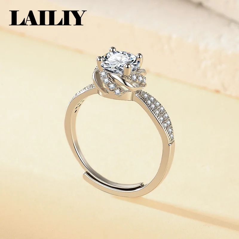 LAILIY925Sterling Silver Wedding New model Birthday Gift Party Valentine's Day Diamond Adjustable Ring for Women Fashion Jewelry
