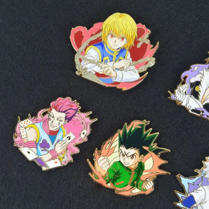 New Anime Hunter X Hunter Enamel Pins Kurapika Chrollo Hisoka Gon Killua Metal Badge Backpack Accessory Lapel Pin