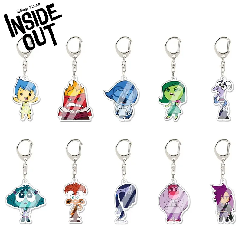 Inside Out 2 Cartoon Keychain Double Sided Printed Pattern Backpack Hanging Decoration Anime Figure Keychain Toy Gift for Kids