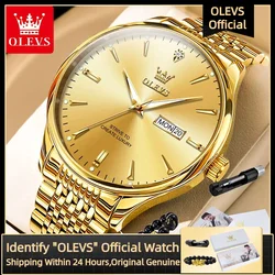 OLEVS 2929 Men's Watch Classic Fashion Business Waterproof Stainless Steel Double Calendar Quartz Watch Luxury Brand Men's Watch