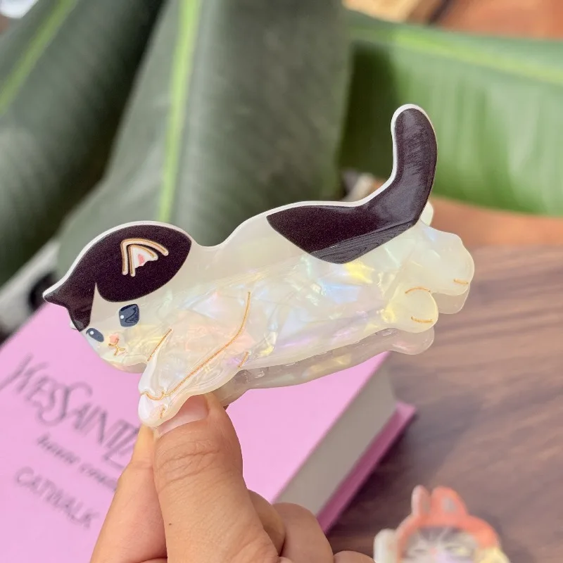 Creative Cat Shaped Hair Claw Sweety Cartoon Kitten Acetic Acid Shark Gripper For Women Girls Daily Hair Decor Accessories