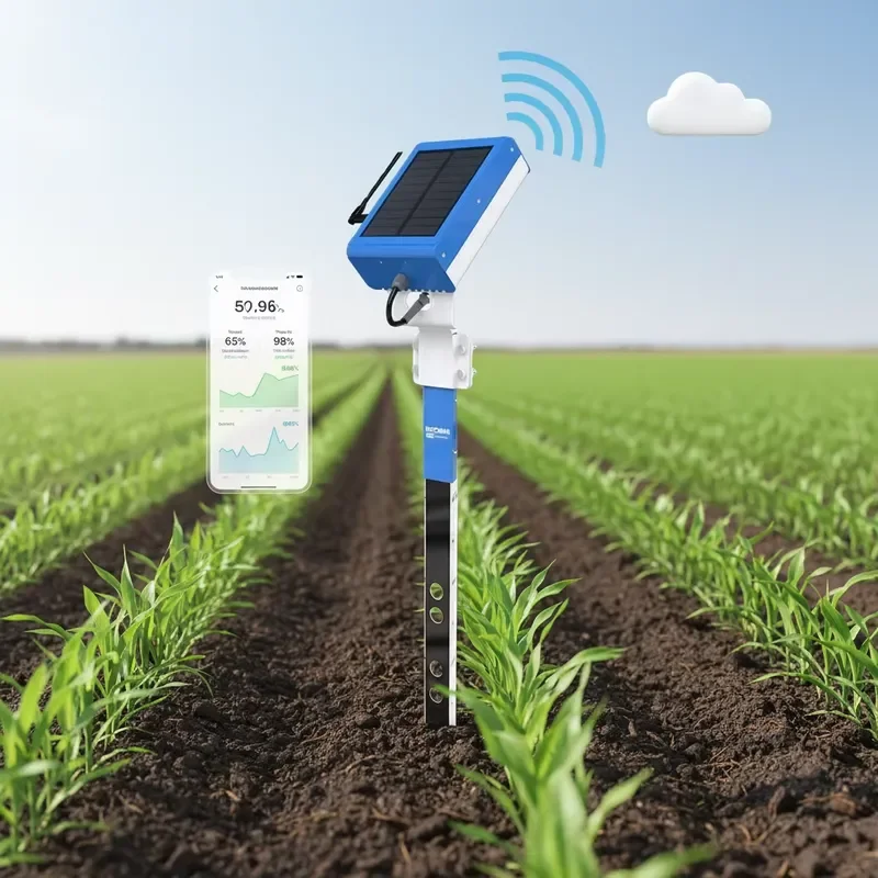 Solar Powered WiFi 4G LoRa Soil Moisture Monitoring Station for Agriculture NPK Humidity PH EC Smartphone Monitoring