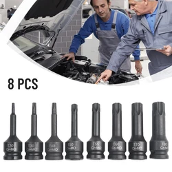 8pcs 1/2 Inch Drive Impact Torx Star Bit Socket Adapter Sets T20 T30 T40  T50 T55 T60 T70 T80 Torx Key Wrench Tool Set Hand Tool