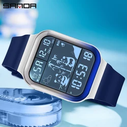 Gradient Electronic Watch Outdoor Waterproof 2023 New Top Panda Pattern Square Sanda 6125 Trend Men's and Women's Watch