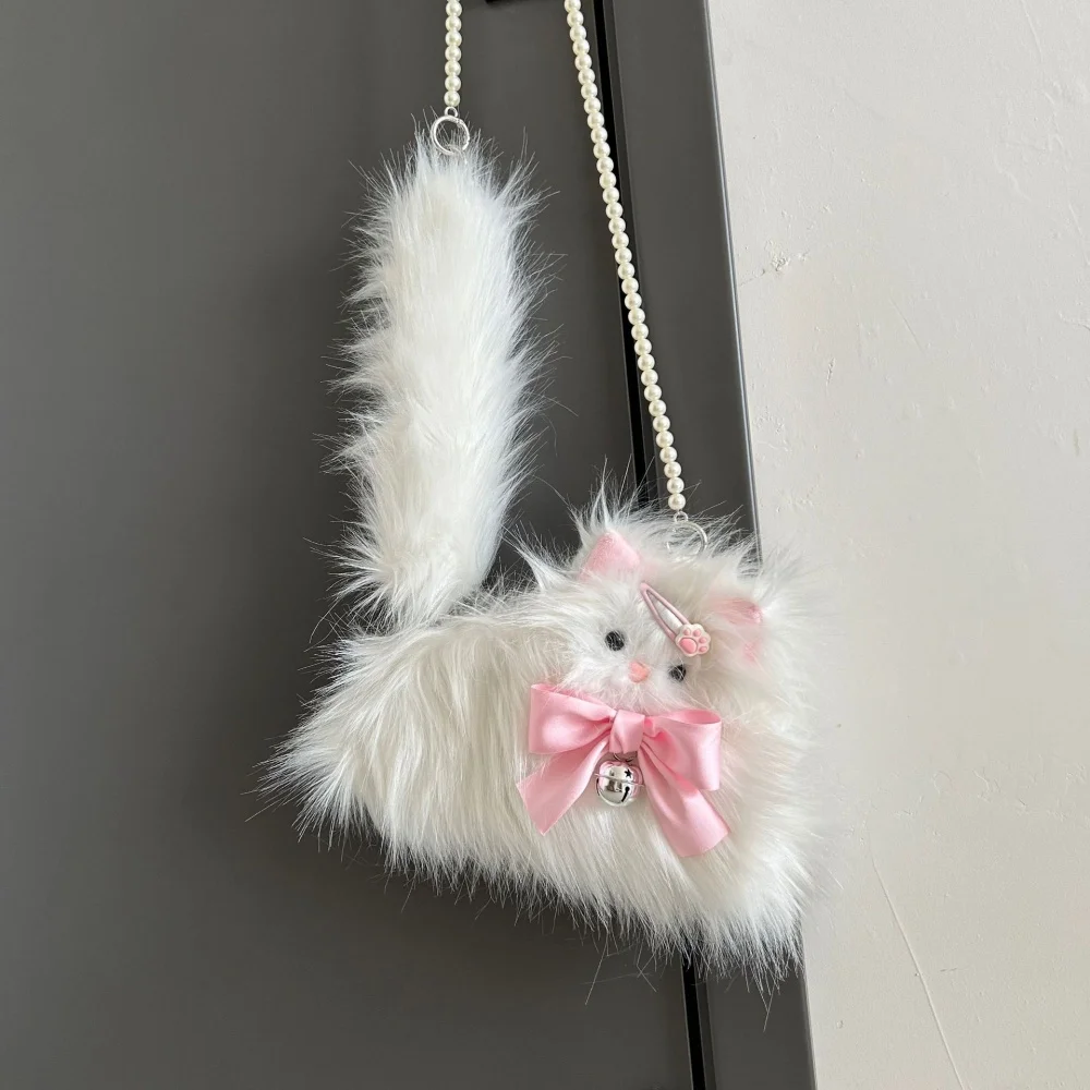 

Harajuku Cat, милая белая сумка-мессенджер, кошелек для женщин, милые горячие девушки, плюшевые Y2k, женские повседневные декоративные аксессуары в стиле Лолиты