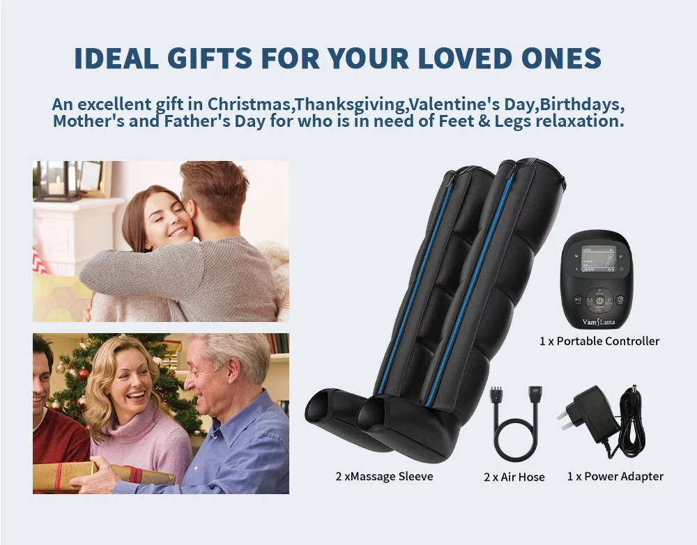 5 Chambers Air Compression Foot & Leg Massager Professional Sequential Leg Recovery Boots for Leg Circulation Muscle Relaxation