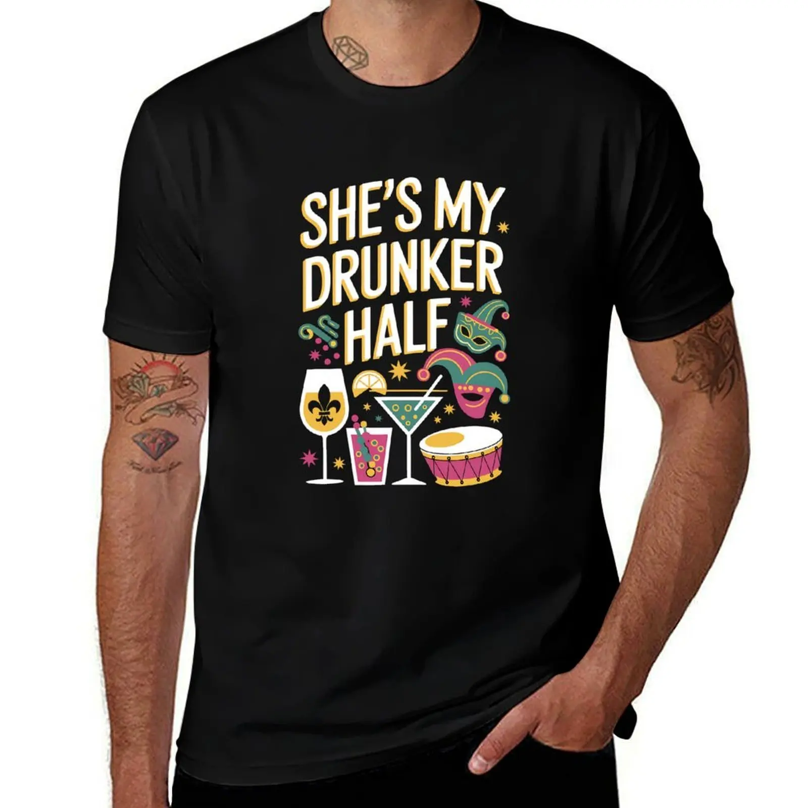 

She's My Drunker Half Mardi Gras Party Drinking Mardi Gras T-Shirt tops tshirts personalised fashion shirts mens clothes