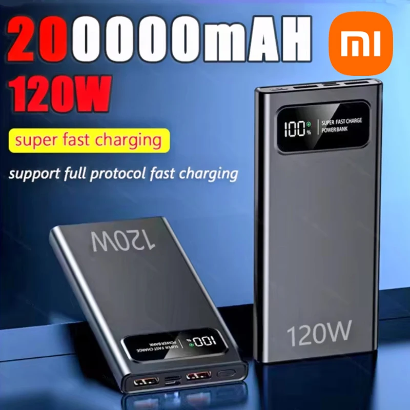 Xiaomi 120W 200000mAh Power Bank Super Fast Charging High Capacity Portable Digital Display LED Power Bank For iPhone Samsung