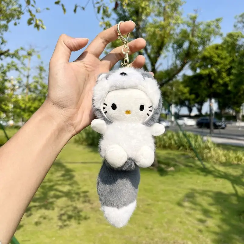 Kawaii Sanrio Hello Kittye Plush Keychain Pendant Anime Cartoon Women's Backpack Accessories Desktop Ornament Festival Gift