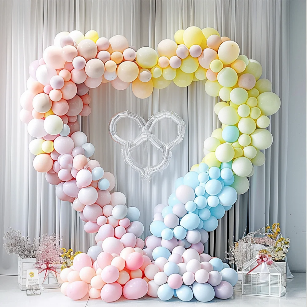 1set Heart-shaped Balloon Arch Holder Stand Kit White Balloons Arch Stand Wedding Birthday Party Decor Props Home DIY Supplies