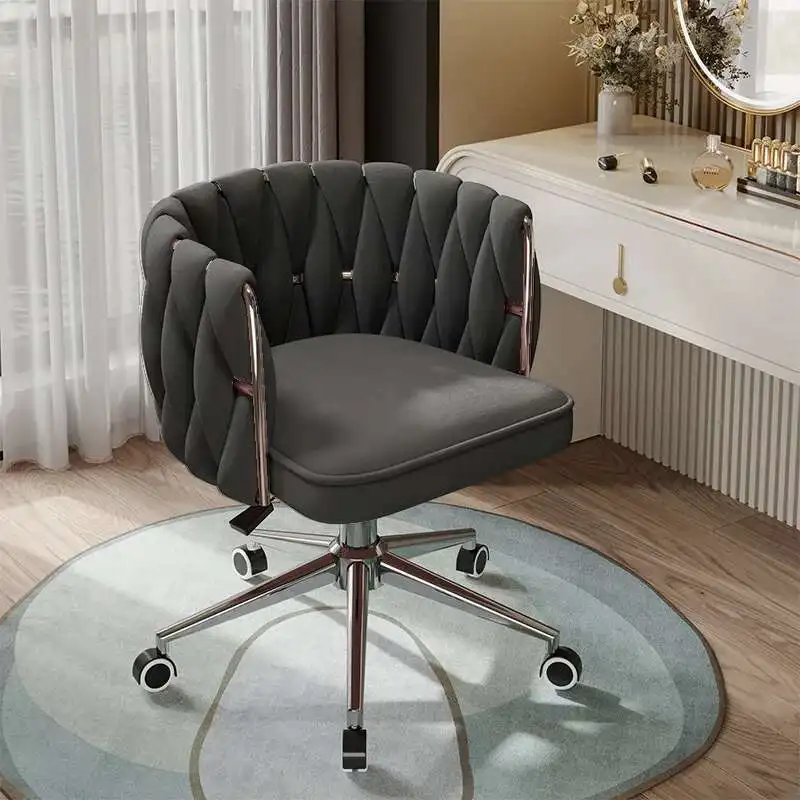 

Nordic Luxury Velvet Living Room Chair Computer Chair Bedroom Dressing Stool Front Desk Office Chair Mobile Sillones Decoration