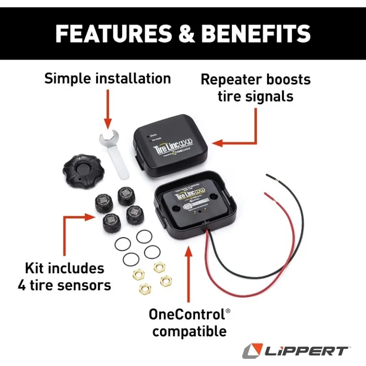 2020106863 Tire LINC Tire Pressure and Temperature Monitoring System for RVs (TPMS) with Tire Sensors and Repeater