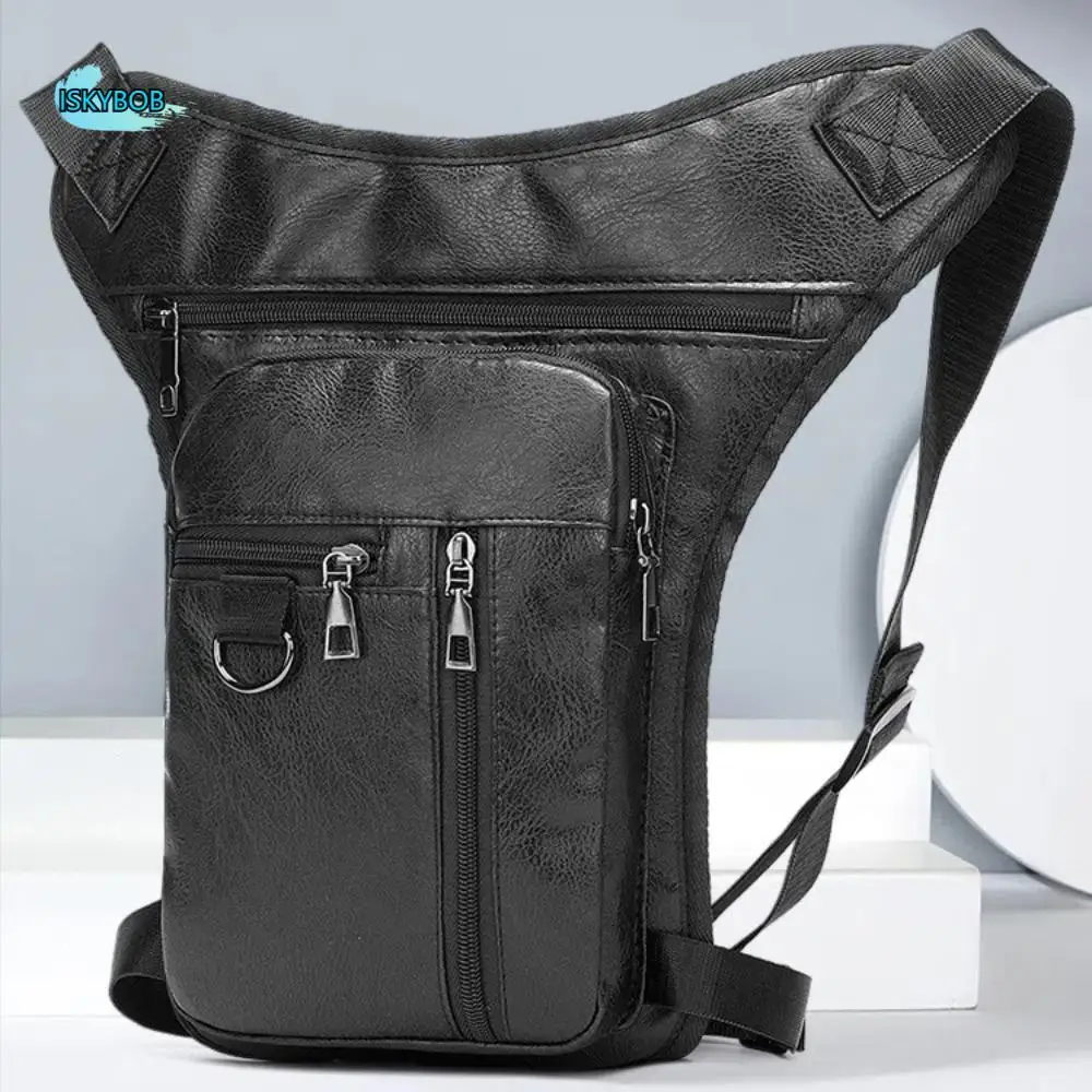

PU Leather Man's Leather Waist Bag Multi Pocket Large-capacity Multifunctional Sports Bag Single Shoulder Waterproof