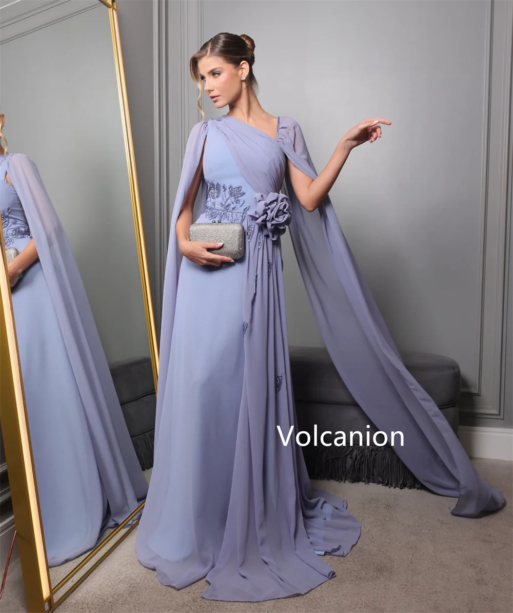 فساتين طويلة مخصصة من الشيفون مصنوعة يدويًا مطرزة على شكل حرف a مكشوفة الكتف مناسبة رسمية رائعة