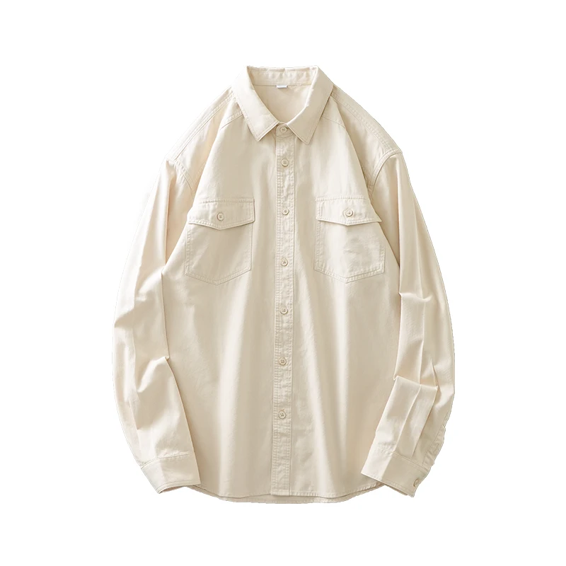 DUKEEN Schwergewichts-Arbeitskleidungsoberhemd für Herren 2025, 100 % Baumwolle, lockere Passform, langärmelige Button-Up-Jacke, Frühlings- und Herbst-Freizeithemd