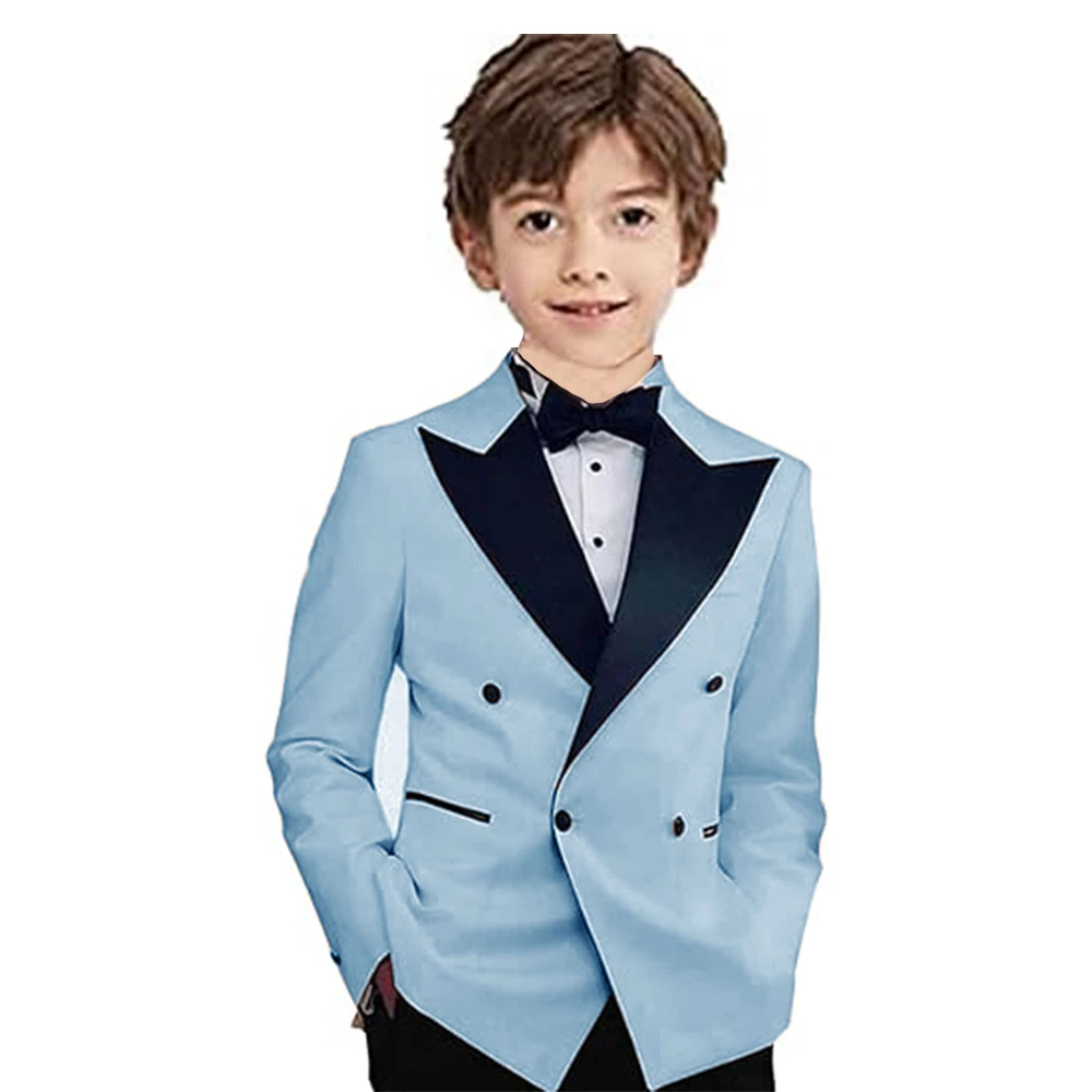 

Fashion Boys 2 Piece Luxury Slim Fit Suit for Children Double Breasted Jacket Blazer Pants 2-16 Years Old Kid's Outfits