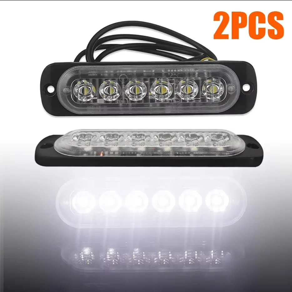 2pcs 12V-24V Fog Lights LED Work Light Flood Light Off-Road Car External Lights White 6 SMD LED Indicator Light Tail Rear Lamps