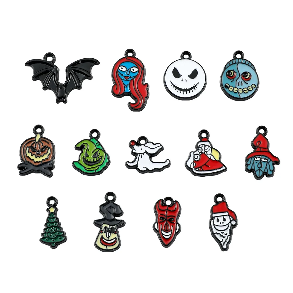 20 pcs/lot Fashion Black Halloween Ghost Pendant Making Accessories Charms for Women, Earrings/Necklace Handmade DIY Jewelry