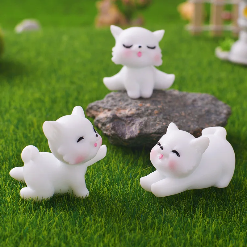4Pc Cheerleading Cat Puppy DIY Fairy Garden Accessories Miniature Ornament Statue Figurines Landscape Dollhouse Home Craft Decor