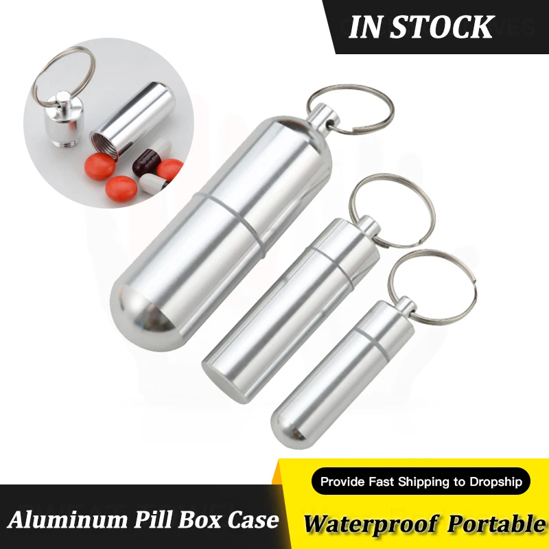 Portable Pill Box Aluminum Alloy Medicine Bottle Case Waterproof Keychain Container Camping Toothpick Capsule Holder For Travels