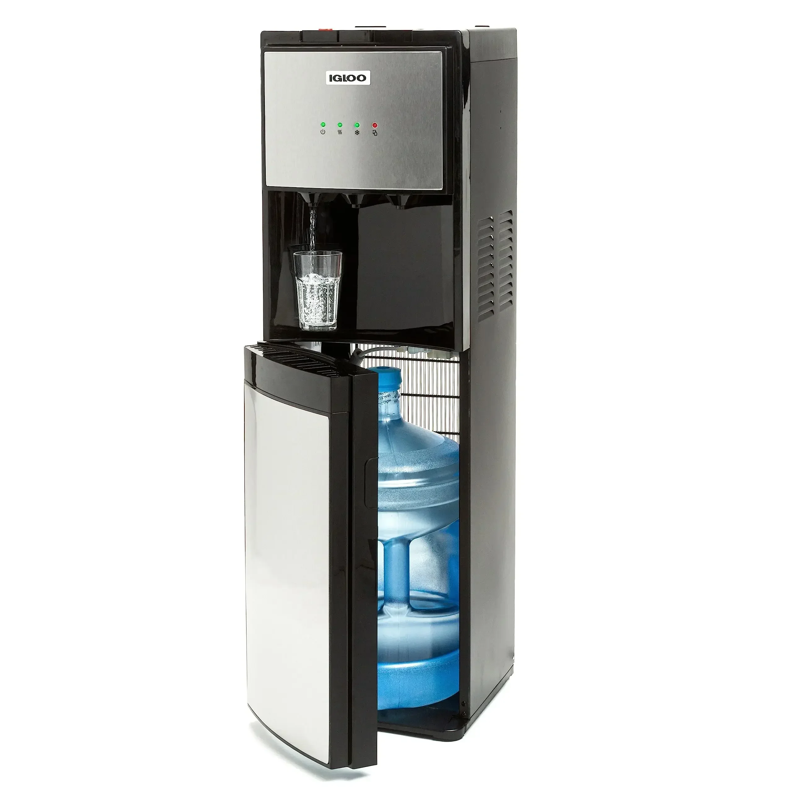 Igloo-Stainless Steel Water Cooler Dispenser, Holds 3, 5 Gallon Bottles, 3 Temperature Spouts, Hot, Cold and Room, IWCBL353CRHBK