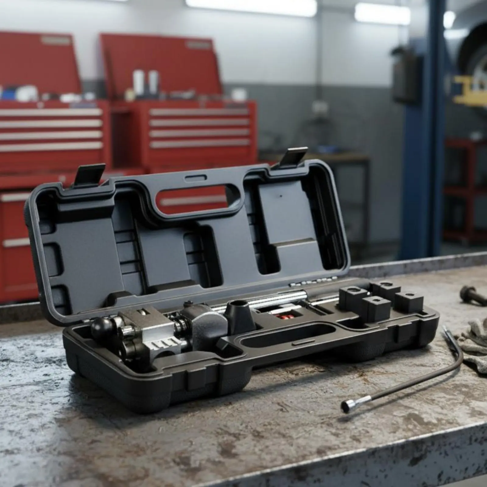 

8 Pieces Brake Line Flaring Tool Kit Professional Grade 45 Degree Flaring Tool Set Robust Duty Portable Storage Box