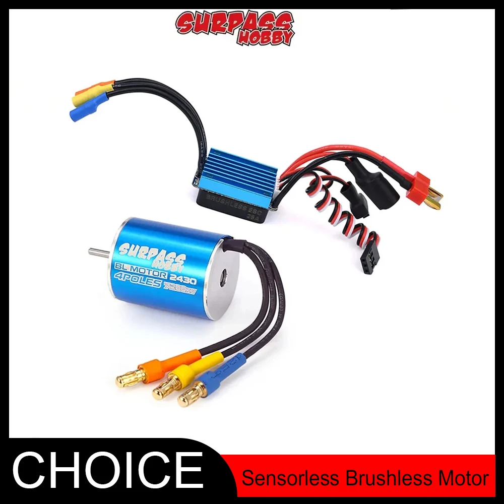 

Surpass Hobby 2430 8200KV/7200KV/5800KV Sensorless Brushless Motor & 25A Waterproof ESC for 1/16 1/18 RC Car Truck