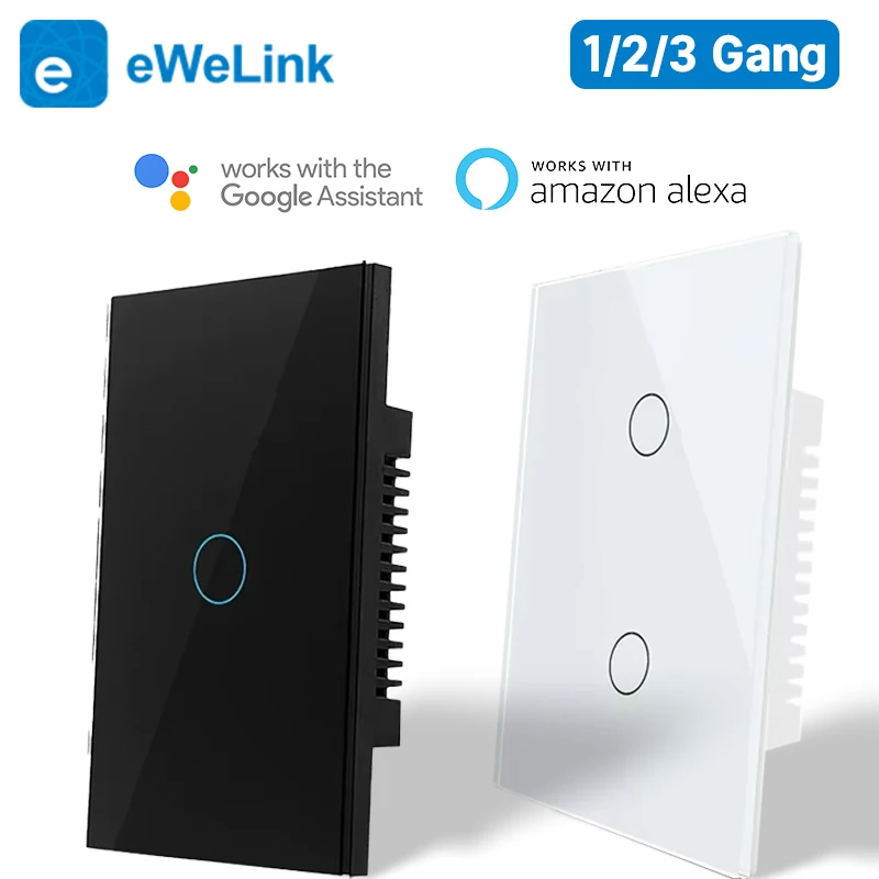 EWelink Smart Light Wall Switch 120Type Wifi Bluetooth Touch Sensor Glass Panel Voice Remote Control Alexa Dot Google Home App