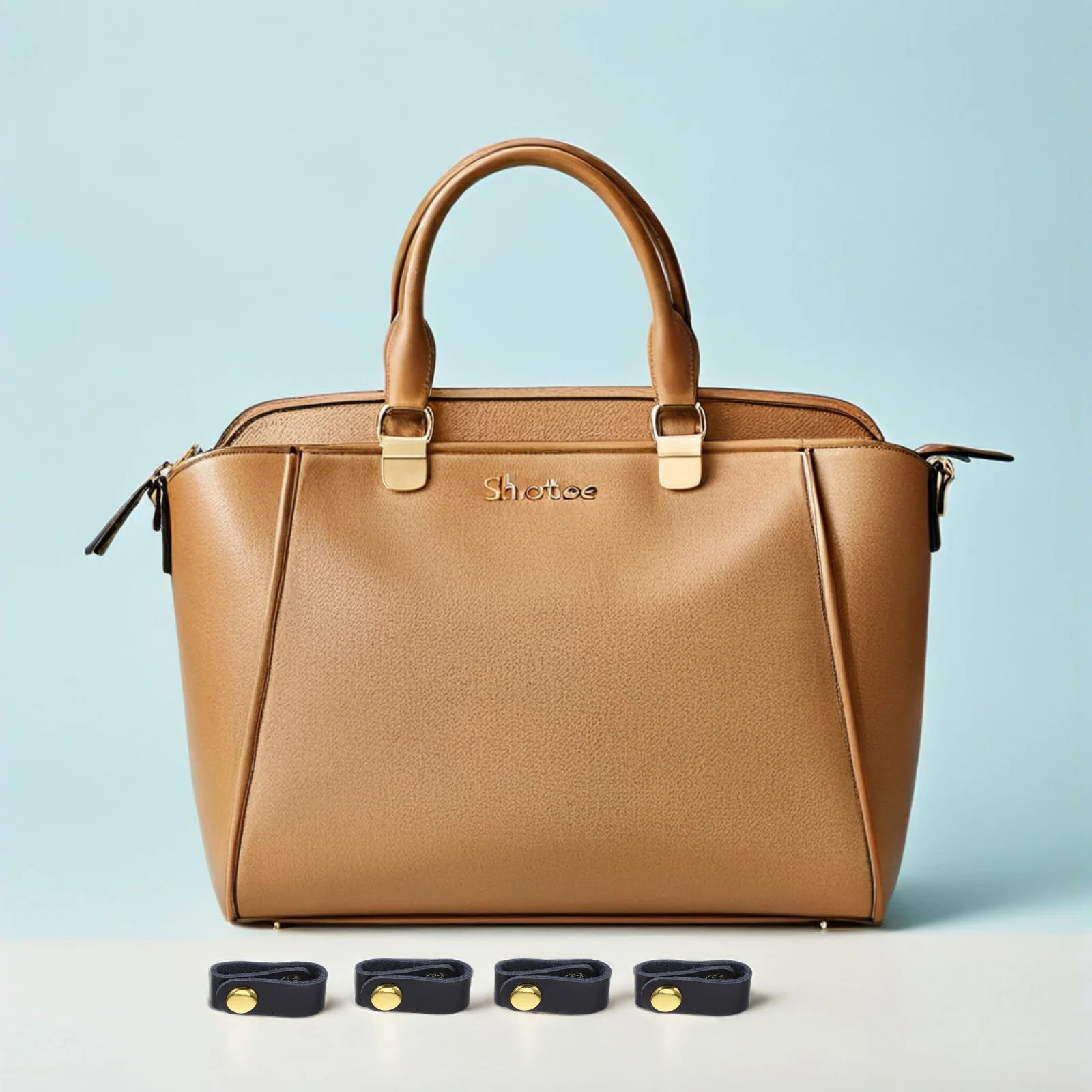 

4Pcs Bag Strap Shorten Buckle Snap Button Black Tote Handle Keeper Adjustable Strap Fixing Clip for Handbags