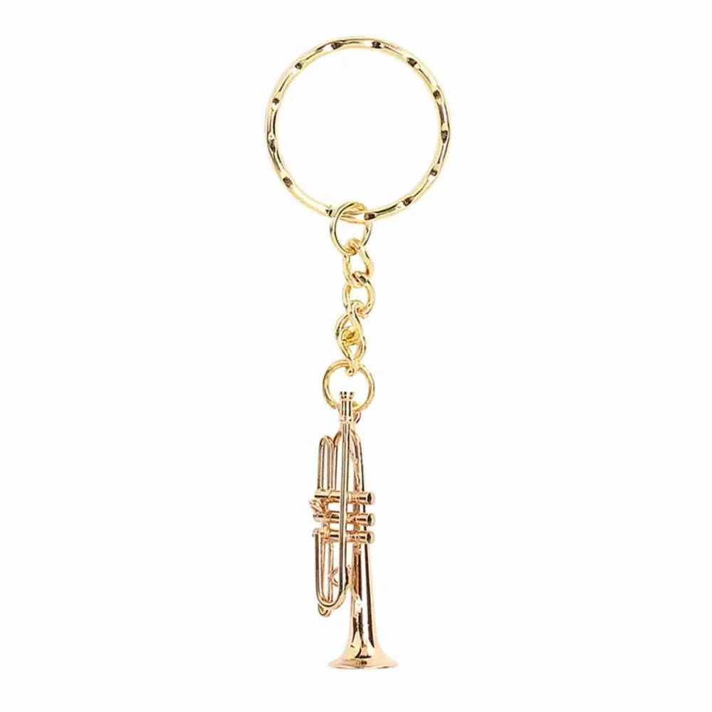 Keychains & Charms Miniature Trumpet Keychain Compact Realistic Brass Trumpet Charm Brass Musical Instrument Keychain Decoration
