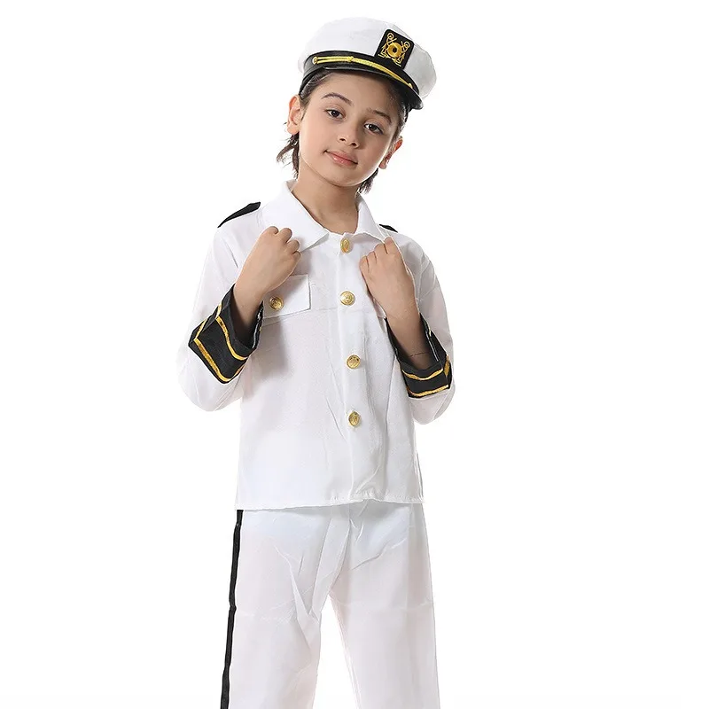 New Halloween Sailor Cosplay Costumes For Children Kids Boys Girls Captain Seaman Mariner Themed Party Role Playing Costumes Set