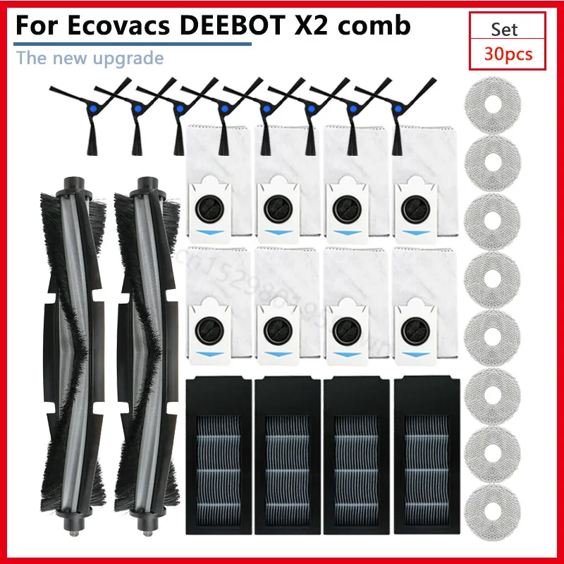 For Ecovacs DEEBOT X2 comb T30S Comb Robot Vacuum Cleaner Main Side Brush Rag Parts Replacements Hepa Filter Dust Bag Accessorie