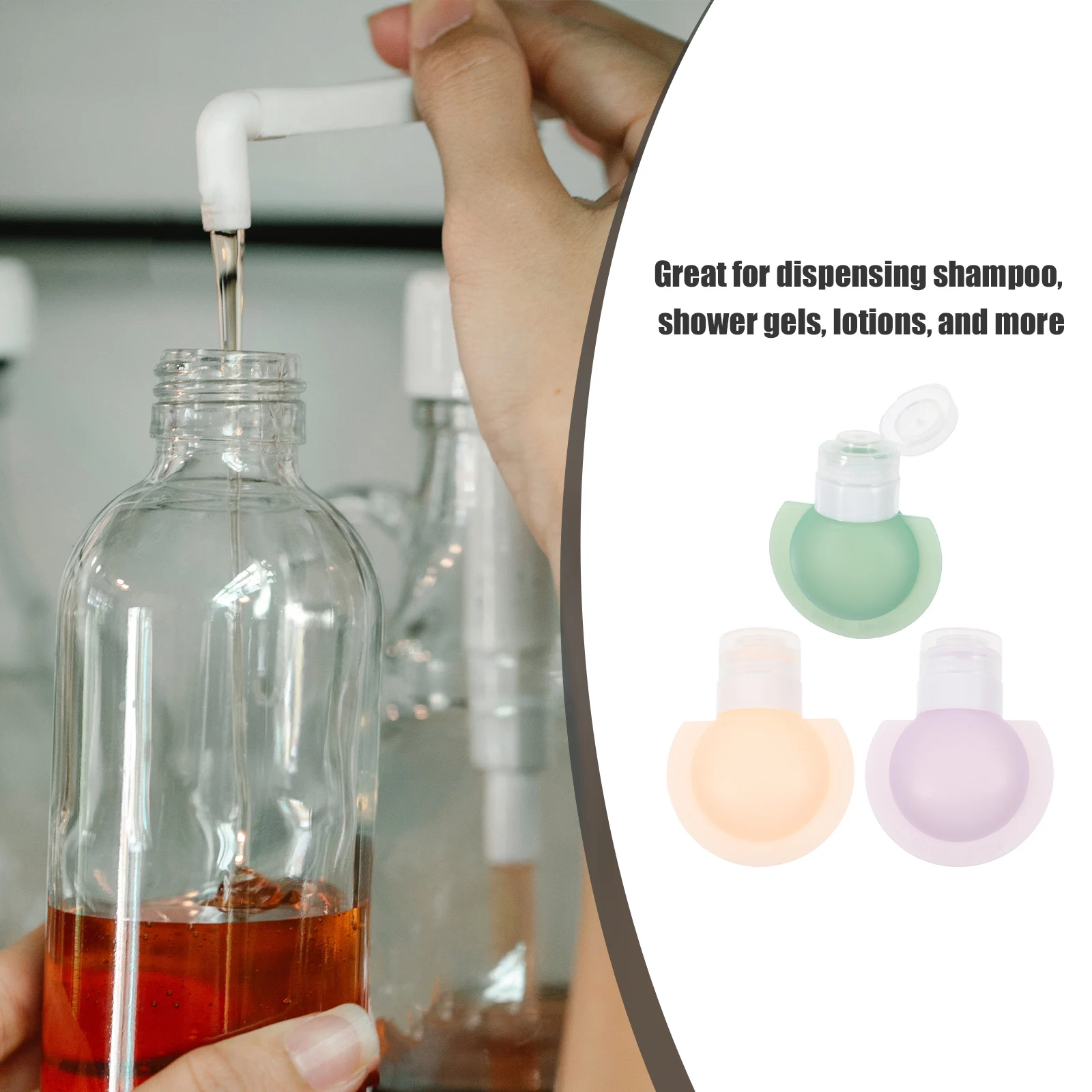 

3 Pcs Silicone Bottle Set Travel Shampoo Containers Small Squeeze Bottles for Toiletries Hair Liquid